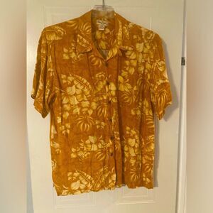 PANAMA JACK Men’s Button Down Gold Hawaiian Tropical Caribbean Size XL